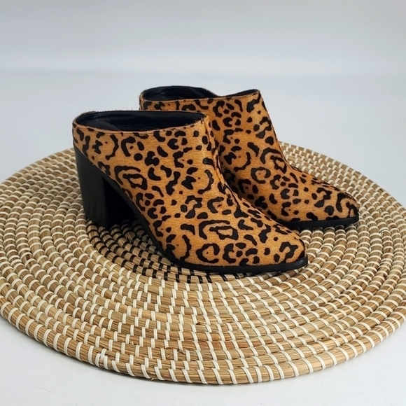 Jorge Alex Brazil Leopard Hair Print Block Heel Mules Size 8 - Picture 3 of 14